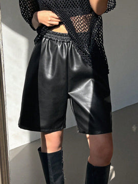 DAZY Shorts De Longitud De Rodilla Sueltos De Ajuste Holgado Con Cintura Elastica Para Mujeres