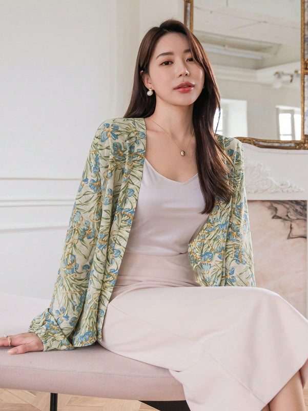 DAZY Camisa Floja De Manga Larga Con Estampado Floral Para Mujer