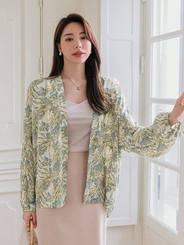 DAZY Camisa Floja De Manga Larga Con Estampado Floral Para Mujer