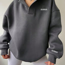 Ezwear sudadera con capucha de corte holgado para mujer, casual de primavera/otono, de manga larga con cremallera, holgada, regular, color albaricoque, hombros caidos, sudaderas para mujer