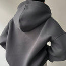 Ezwear sudadera con capucha de corte holgado para mujer, casual de primavera/otono, de manga larga con cremallera, holgada, regular, color albaricoque, hombros caidos, sudaderas para mujer