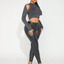 SXY Jersey Corto De Hombros Descubiertos De Punto Acanalado Para Mujer