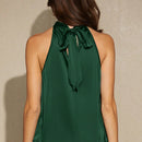 BIZwear Blusa unicolor de saten halter ropa de trabajo