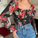 Frenchy Camisa De Cuello Cuadrado Con Estampado De Rosas Para El Dia De San Valentin O Bodas
