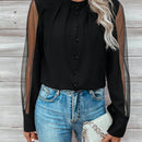 LUNE Camisa De Manga Larga De Malla Con Patchwork Para Mujer