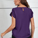 Clasi Camisa De Manga Corta Para Mujer Con Cuello Plisado