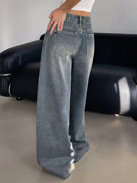 DAZY Jeans De Mujer De Pierna Ancha Con Bolsillos