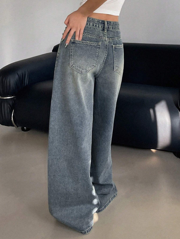 DAZY Jeans De Mujer De Pierna Ancha Con Bolsillos