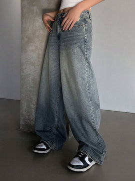 DAZY Jeans De Mujer De Pierna Ancha Con Bolsillos