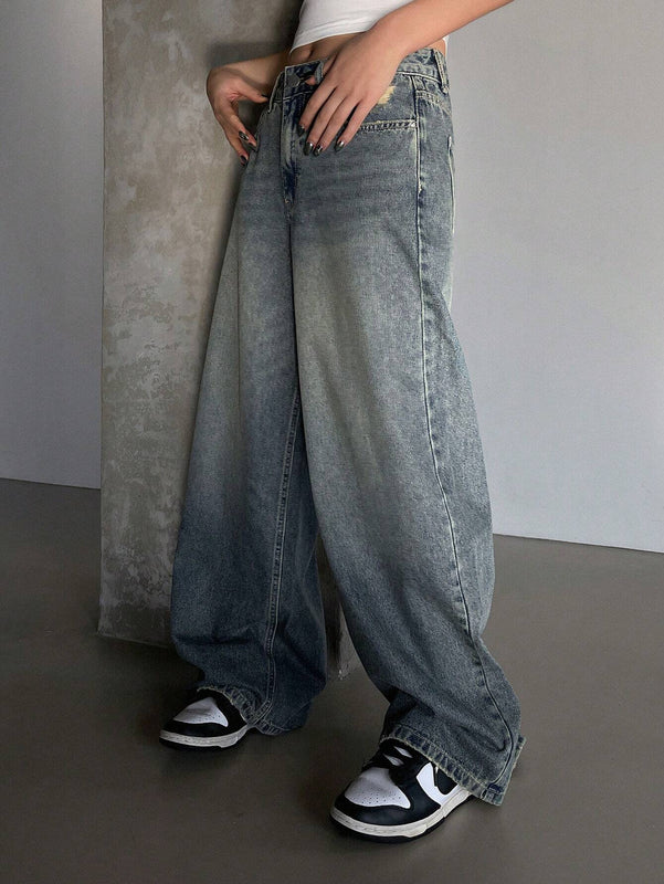 DAZY Jeans De Mujer De Pierna Ancha Con Bolsillos