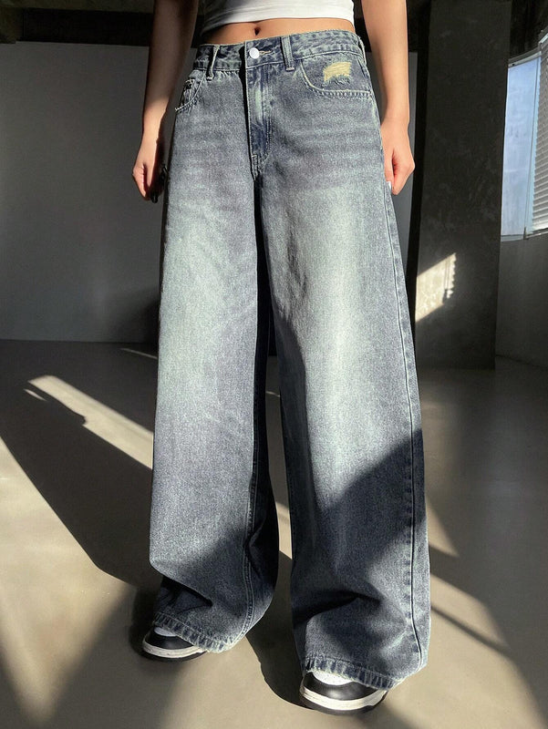 DAZY Jeans De Mujer De Pierna Ancha Con Bolsillos