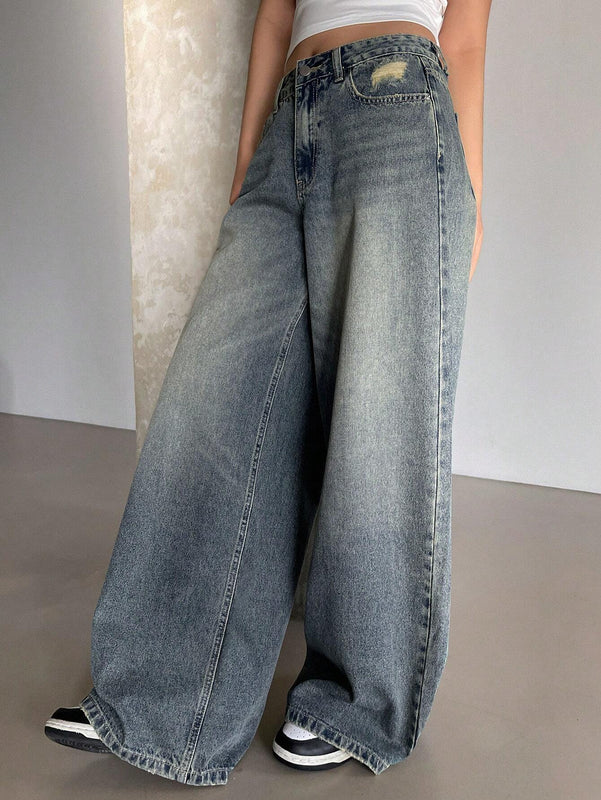 DAZY Jeans De Mujer De Pierna Ancha Con Bolsillos