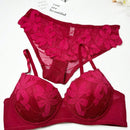 Conjunto De Ropa Interior Para Mujer De Brasier Con Encaje Floral Con Aros Y Calzoncillos Triangulares
