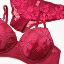 Conjunto De Ropa Interior Para Mujer De Brasier Con Encaje Floral Con Aros Y Calzoncillos Triangulares