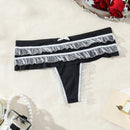 Fondo De Bikini De Malla Frontal Con Lazo Y Volante De Encaje