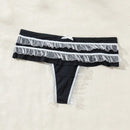 Fondo De Bikini De Malla Frontal Con Lazo Y Volante De Encaje