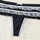 Fondo De Bikini De Malla Frontal Con Lazo Y Volante De Encaje