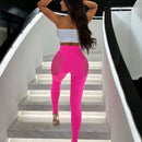 SXY Moda Del Dia De San Valentin Mujeres Guapas, Pantalones Largos Elasticos De Malla Hueca De Cintura Alta Apretados Para Fiesta Sexy De Chicas Calientes En Club Nocturno Con Textura De Seda Alta Elastica Sin Costuras Rosa Roja Y Rosa Fluorescente