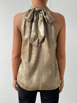 Prive Camisa De Cuello Halter Brillante Para Mujer