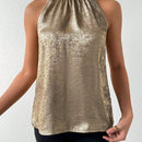 Prive Camisa De Cuello Halter Brillante Para Mujer