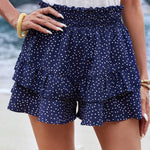 VCAY Pantalones Cortos De Raya De Lunares Con Volante Para Mujeres