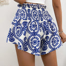 VCAY Pantalones Cortos Con Cordon Y Estampado Floral Para Mujer