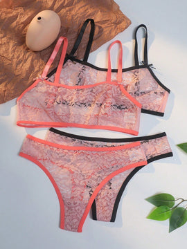 Conjunto De Lenceria De Encaje Para Mujer De 4 Piezas