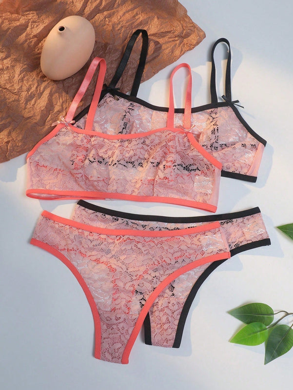 Conjunto De Lenceria De Encaje Para Mujer De 4 Piezas