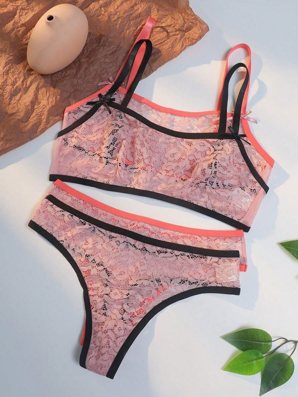 Conjunto De Lenceria De Encaje Para Mujer De 4 Piezas