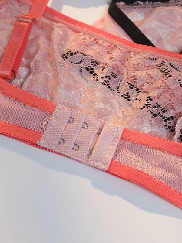 Conjunto De Lenceria De Encaje Para Mujer De 4 Piezas