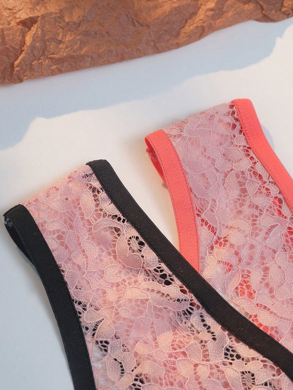 Conjunto De Lenceria De Encaje Para Mujer De 4 Piezas
