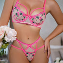 Conjunto De Lenceria De Malla Bordada Para Mujer