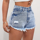 ICON Shorts De Mezclilla Lavados Con Dobladillo Deshilachado