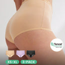 LUVLETTE Conjunto De 3 Panties Cortos De Cintura Alta Para Mujeres Con Encaje, Hechos De Modal
