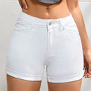 Prive Pantalones Cortos De Mezclilla Con Dobladillo Enrollado Y Elastico