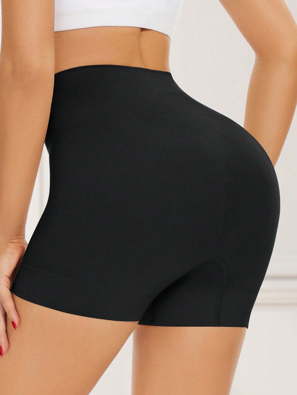 Pantalones cortos de ciclista de cintura ancha solidos, calzoncillos tipo boxer lisos y sin costuras para falda inferior, pantalones cortos con ajuste delgado