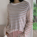 Dazy Tall Sueter De Punto Fino Con Cuello Redondo Y Mangas Largas De Mujer Con Ajuste Holgado Y Rayas