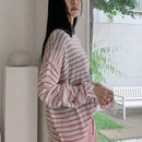 Dazy Tall Sueter De Punto Fino Con Cuello Redondo Y Mangas Largas De Mujer Con Ajuste Holgado Y Rayas