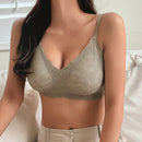 DAZY Bralette De Encaje Y Color Solido Con Borde Festoneado