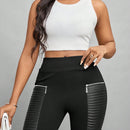 Lady Pantalones Cortos De Cintura Alta De Mujer Con Detalles De Cremallera Y Corte Ajustado Al Cuerpo