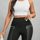 Lady Pantalones Cortos De Cintura Alta De Mujer Con Detalles De Cremallera Y Corte Ajustado Al Cuerpo