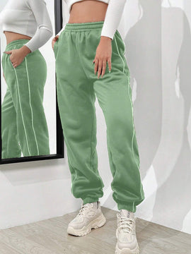 Essnce Pantalones Con Dobladillo Enrollado Y Bloques De Color Con Cintura Elastica Para Mujer