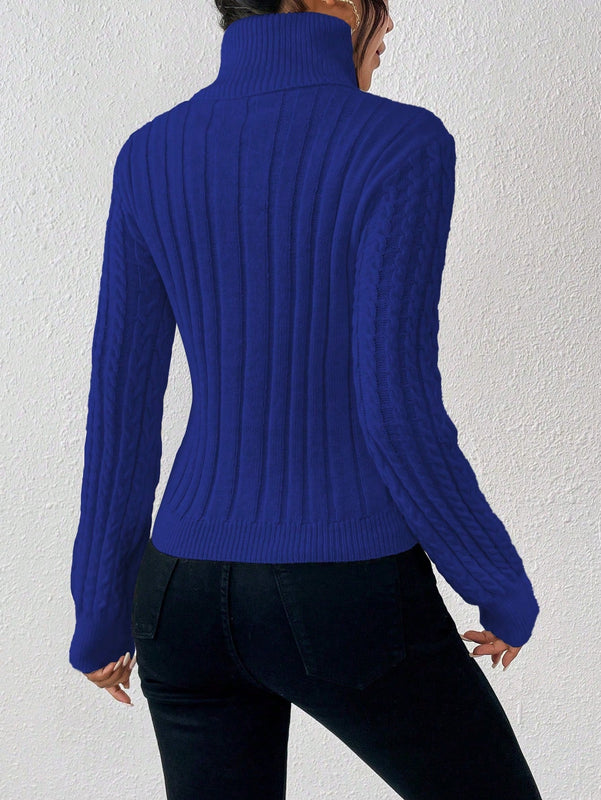 Prive Sueter De Cuello Alto De Color Solido Para Mujer Con Escote De Ojal