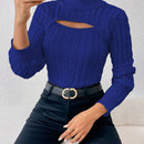 Prive Sueter De Cuello Alto De Color Solido Para Mujer Con Escote De Ojal