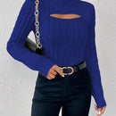 Prive Sueter De Cuello Alto De Color Solido Para Mujer Con Escote De Ojal