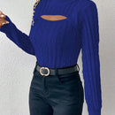 Prive Sueter De Cuello Alto De Color Solido Para Mujer Con Escote De Ojal