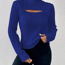 Prive Sueter De Cuello Alto De Color Solido Para Mujer Con Escote De Ojal