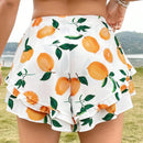 WYWH Shorts Con Dobladillo De Volantes Para Mujer Con Estampado De Frutas