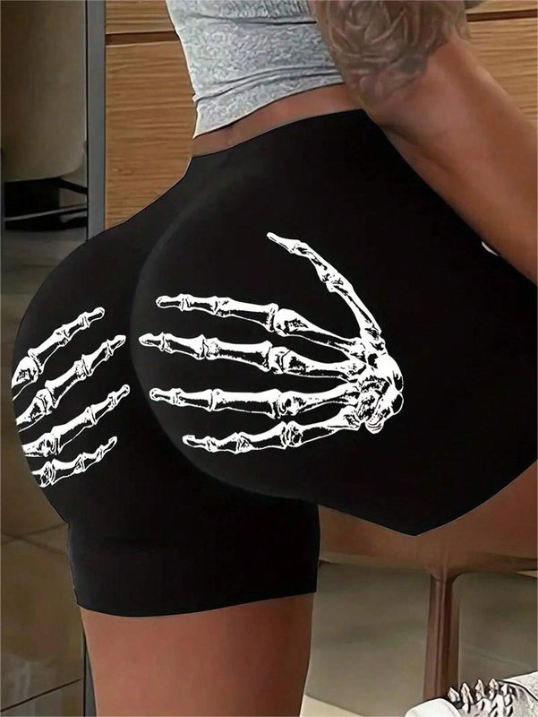 Slayr Shorts Ajustados Con Estampado De Calavera Y Palmeras Para Mujer