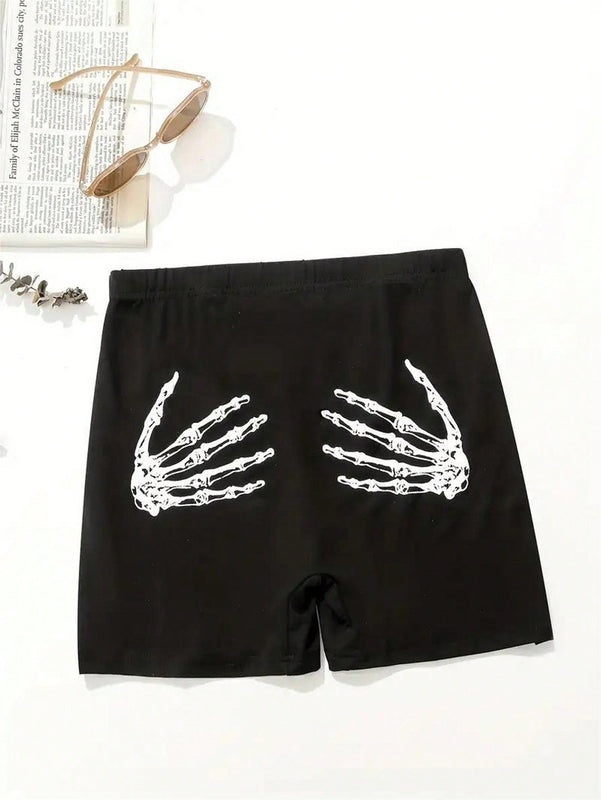 Slayr Shorts Ajustados Con Estampado De Calavera Y Palmeras Para Mujer